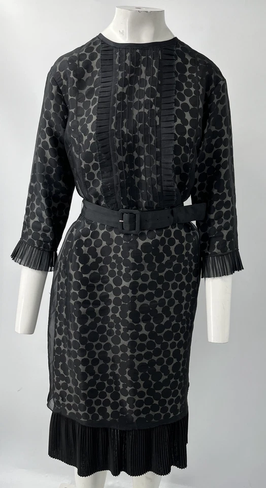 Vestido Marc Jacobs ALTERED/Damaged Resort 18 Manga 3/4 Punto Jacquard Cinturón Talla 6 Foto 2 de 4