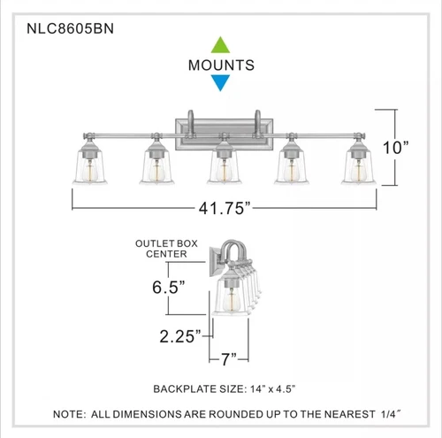 Quoizel Nicholas 5 Light Bath, Brushed Nickel/Clear NLC8605BN - Read Description - Picture 2 of 16