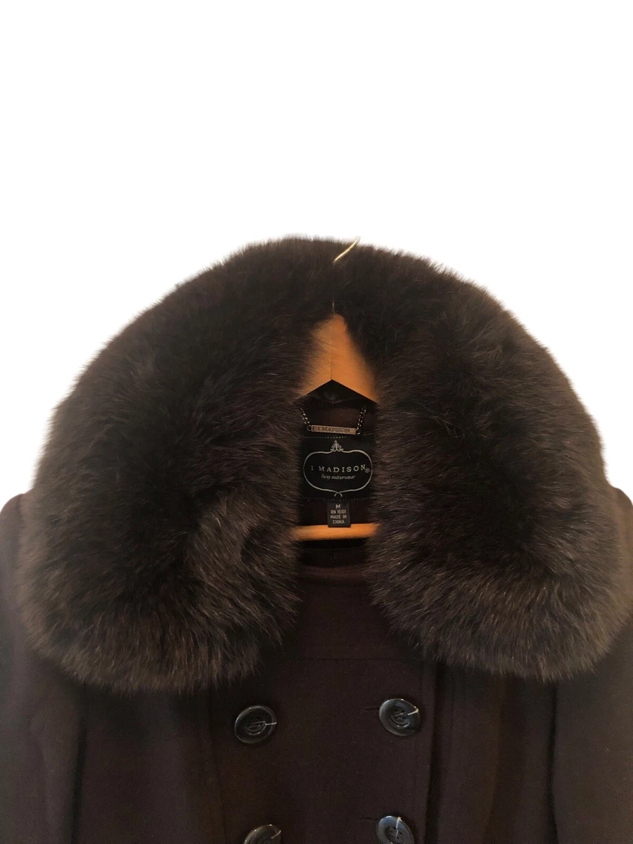 1 Madison Wool Coat With Genuine Fox Fur Collar Double Breasted