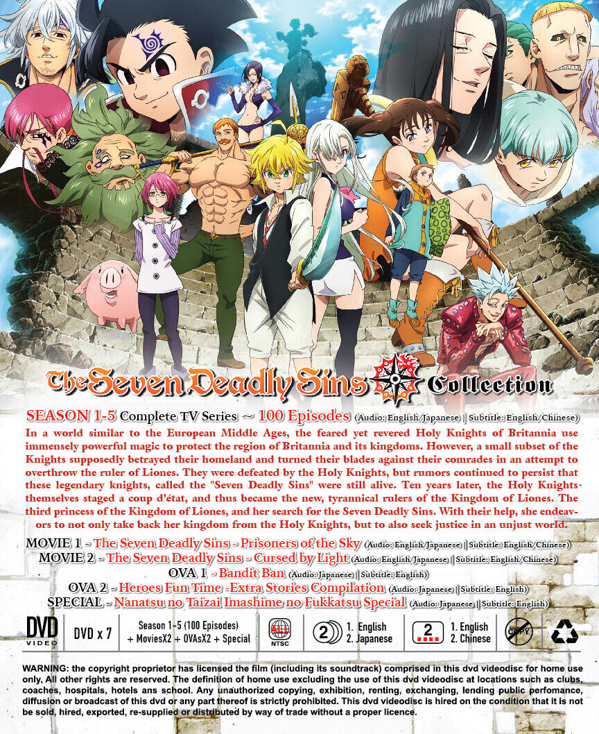 DVD Nanatsu No Taizai - The Seven Deadly Sins Complete Season 1-5 English  Dubbed