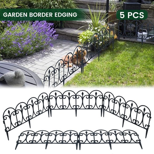 5Pcs Plastic Lawn Border Edge Garden Edging Picket Fencing Set Yard liWgQ~`