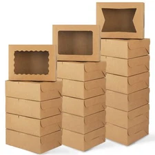 32 PCS 8x6x2.5" Bakery Cookie Boxes with Window for Desserts Donuts
