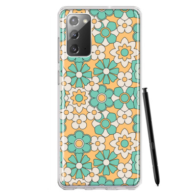 Mundaze Case for Samsung Galaxy Note 20 Cover Cute Mint Yellow Floral