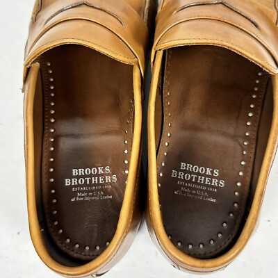 Brooks Brothers Brown Leather Penny Loafers Dress Shoes Mens 