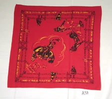 NOS VINTAGE 2 SELVG. COWBOY WESTERN CIRCLE K BANDANA 1920S 30S FAST TO WASH. A37