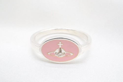 Vivienne Westwood Signet Ring Accessories Orb 6.5US SV925 Sliver Pink 6081j