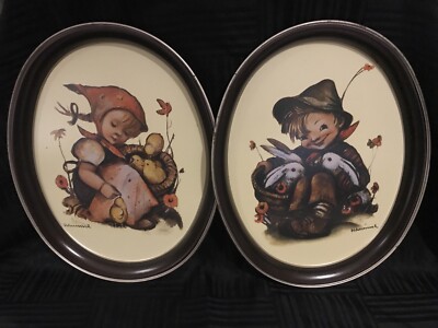 Hummel ARS edition 1983 tin Trays Chick Girl and Playmates Made in USA Easter 