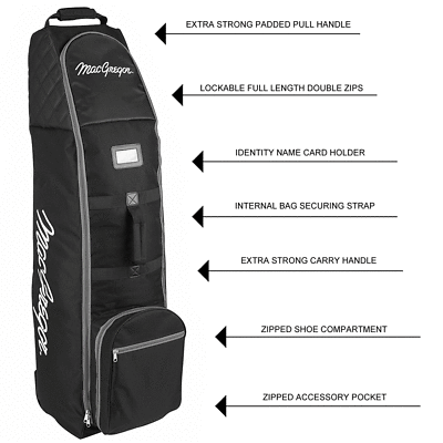 MACGREGOR XL DELUXE WHEELED PADDED GOLF BAG FLIGHT TRAVEL COVER BLACK RED 5055286257254 eBay