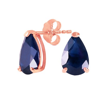 14K. SOLID GOLD STUD EARRING WITH NATURAL SAPPHIRES (Rose Gold)
