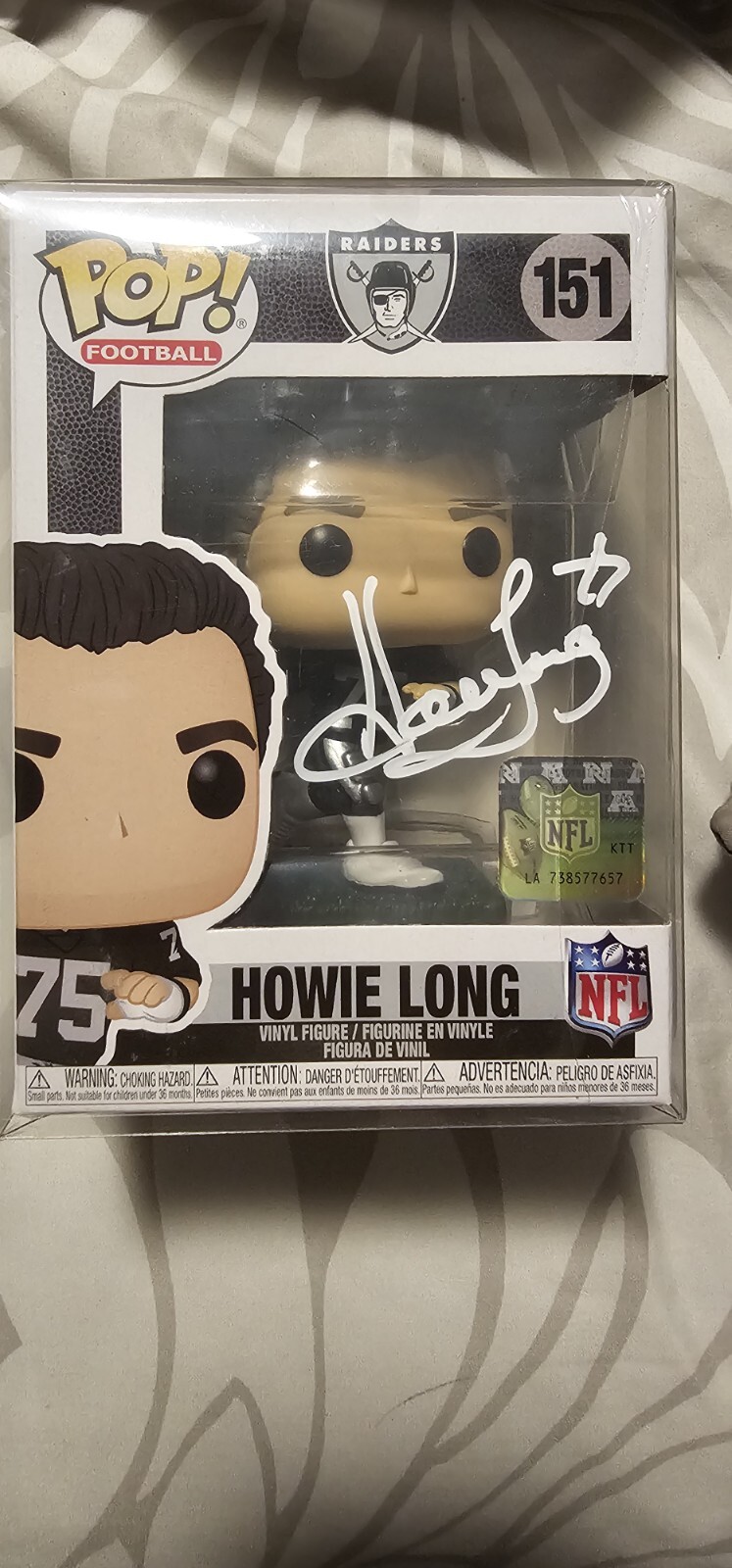 Howie Long Autographed Signed Los Angeles Raiders Oakland LA Raiders Funko Pop NFL QR 