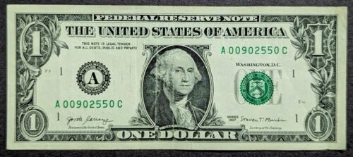 2017 $1 bill fancy serial number, birthday date note Sept 02, 1955 ( 090255 ) - Picture 2 of 3