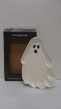 Way To Celebrate Ceramic Halloween White Ghost Spoon Rest Spooky, New