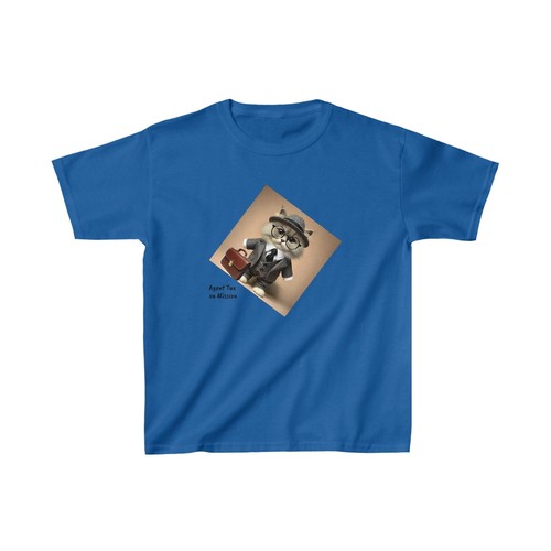 Kids/Teen Agent Tux on Mission Cat Theme Heavy Cotton T-Shirt – Fun and Durable - Picture 6 of 7
