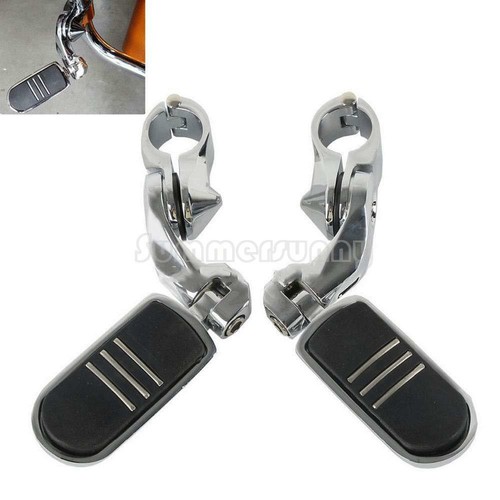 1-1/4" Crash Bar Rear Passenger Highway Duty Foot Pegs Rest Pedal Footpeg Mounts - Picture 4 of 21
