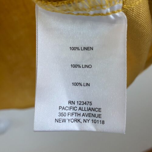Ellen Tracy Tunic 100% Linen Roll Tab Sleeve Size M Yellow - Picture 9 of 10