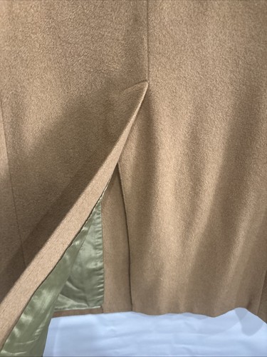 100% Cashmere Men's Thalhimers Long Winter Tan Vent Lined No Size Tag Vintage - Picture 13 of 21