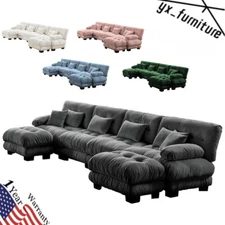 2-4 Seat Chenille Cloud Couch Sofa Set Lumbar Pillow w/O Ottoman Living Room