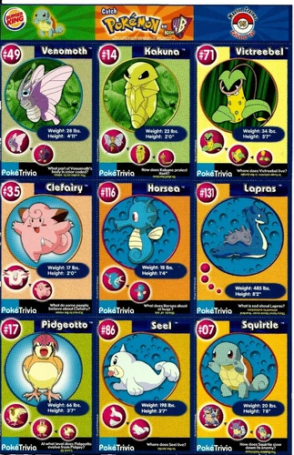 Burger King Pokémon Individual Trading Cards