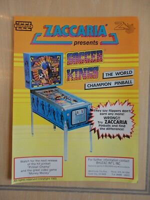 Soccer Kings Pinball Machine Flyer Original Magazine Pull Out ...
