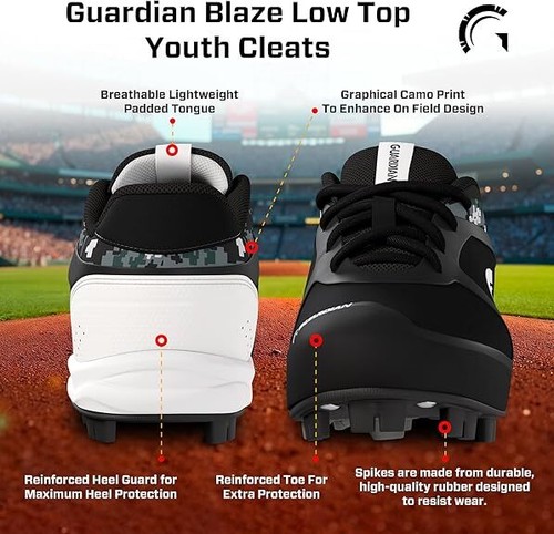 Guardian Blaze Boys Girls Little League Low Rubber Baseball Cleats - Picture 14 of 60