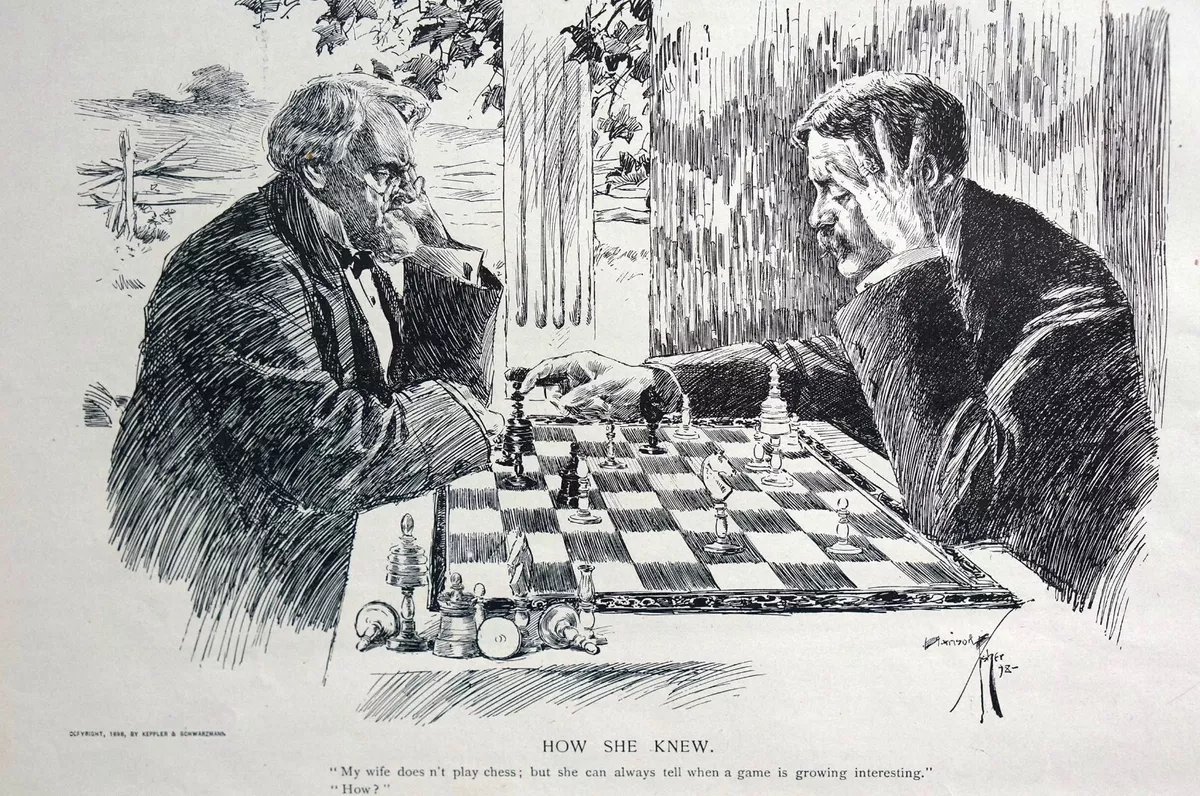 A Chess Match Painting by Our Originals Reproduction