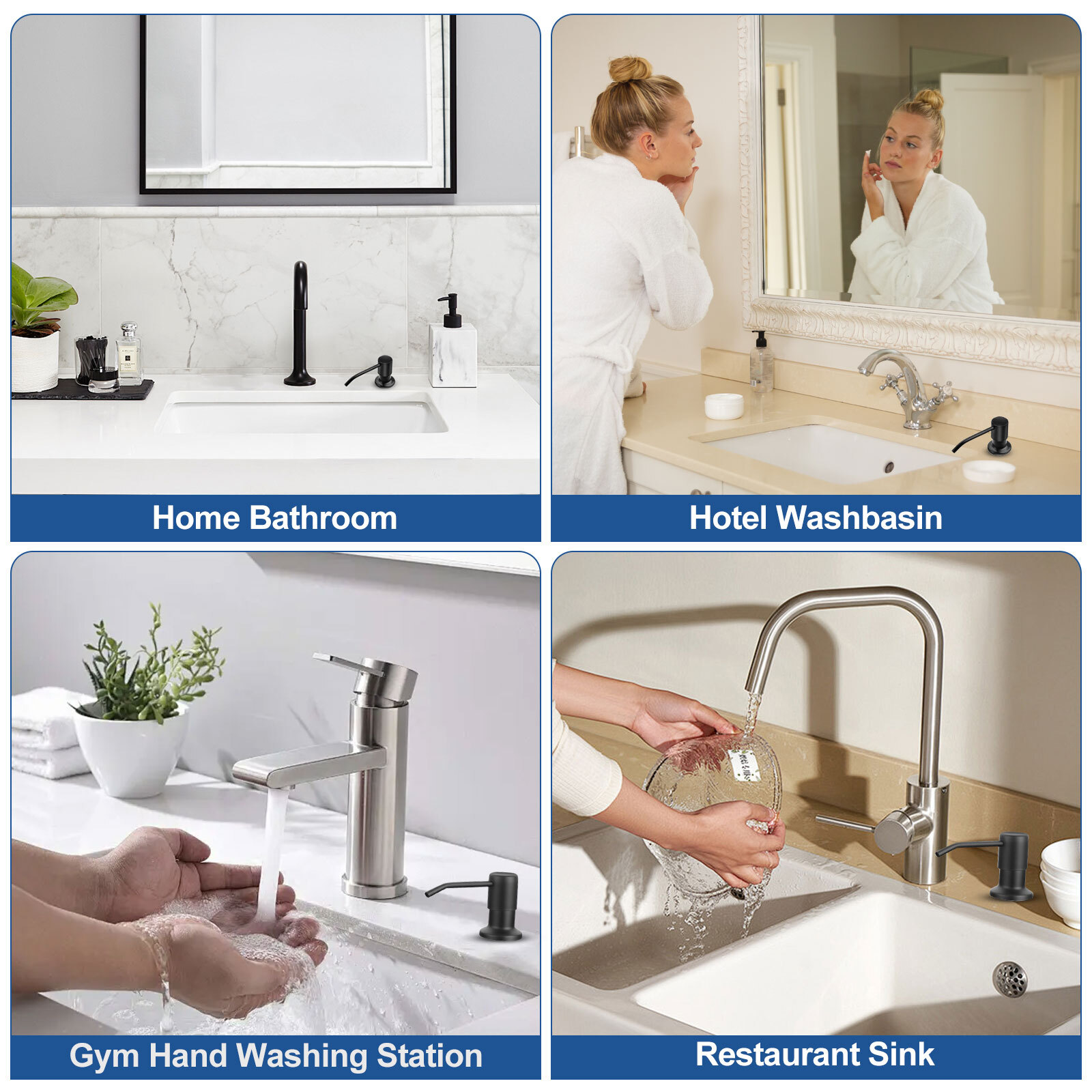 17oz Stainless Steel Soap Dispenser Kitchen Sink Hands Bath Liquid Pump Bottle