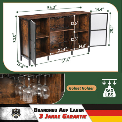 Küchenschrank Sideboard Aufbewahrungsschrank Weinschrank mit 2 Türen Neu
