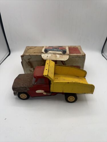 Vintage Tonka Red & Yellow Jeep Dump Truck | Steel W Tilt With Original Box (P4)