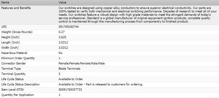 Выключатель стеклоочистителя ветрового стекла SMP для CHEVROLET CITATION II 1984-1985 ВЕСЬ ДВИГАТЕЛЬ - Изображение 2 из 4