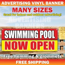 SWIMMING POOL NOW OPEN Advertising Vinyl Banner Mesh Sign Sport School Coach