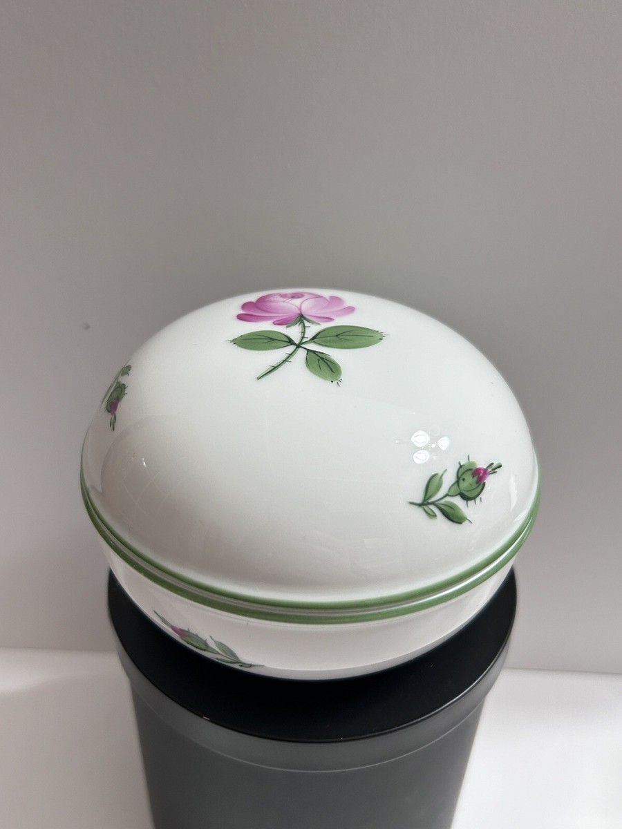 Augarten Wien Porcelain Austria Pink Floating Rose Powder Box