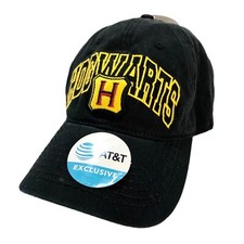 Harry Potter Hogwarts Logo Snap Back Baseball Cap Dad Hat Licensed Black AT T