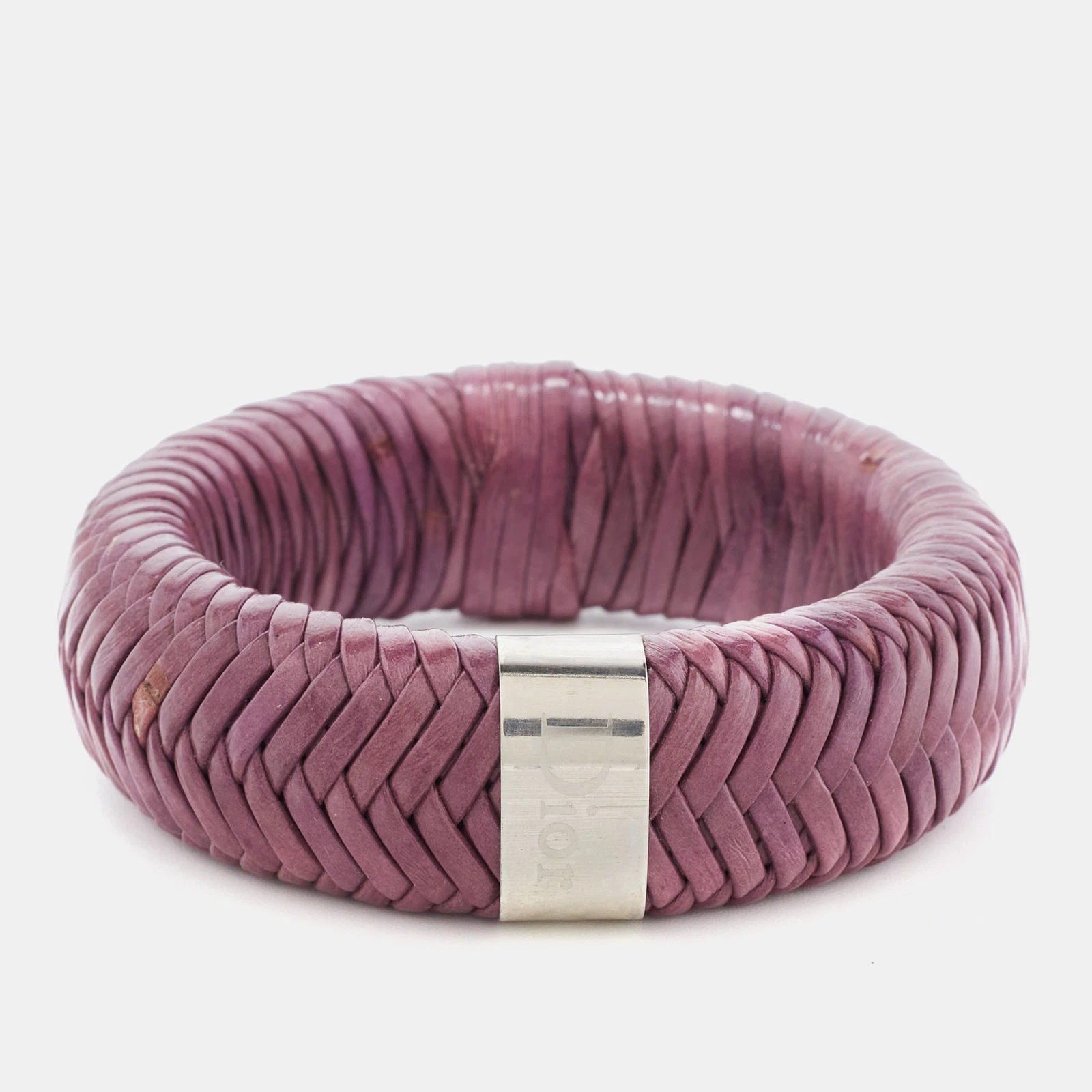 Bracelet large cuir Dior ton argent