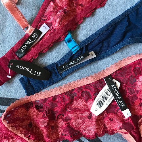 Adore Me Dessous BH Panty Set 32B Small Tanga Jaydeen Contour Rot Blau Paket 3 - Bild 8 von 9