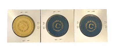 Golden Nugget Casino Las Vegas ''B, C'' Set of 3 Vintage Roulette Chips
