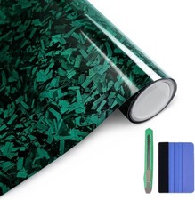 Gloss Forged Carbon Fiber Vinyl Wrap Car Vinyl Wrap Decal Sticke Color Green