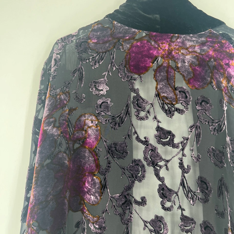 Винтажный женский кардиган Jenny Helene L Burnout бархатный фиолетовый цветочный каприз фея - Изображение 4 из 4