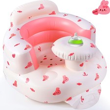 Upgraded Inflatable Baby Seat w/ Tray, Thicker Sit Me Up Floor Seat, 3-36M