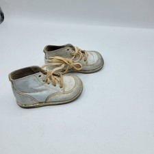 1960s White Leather Baby Shoes