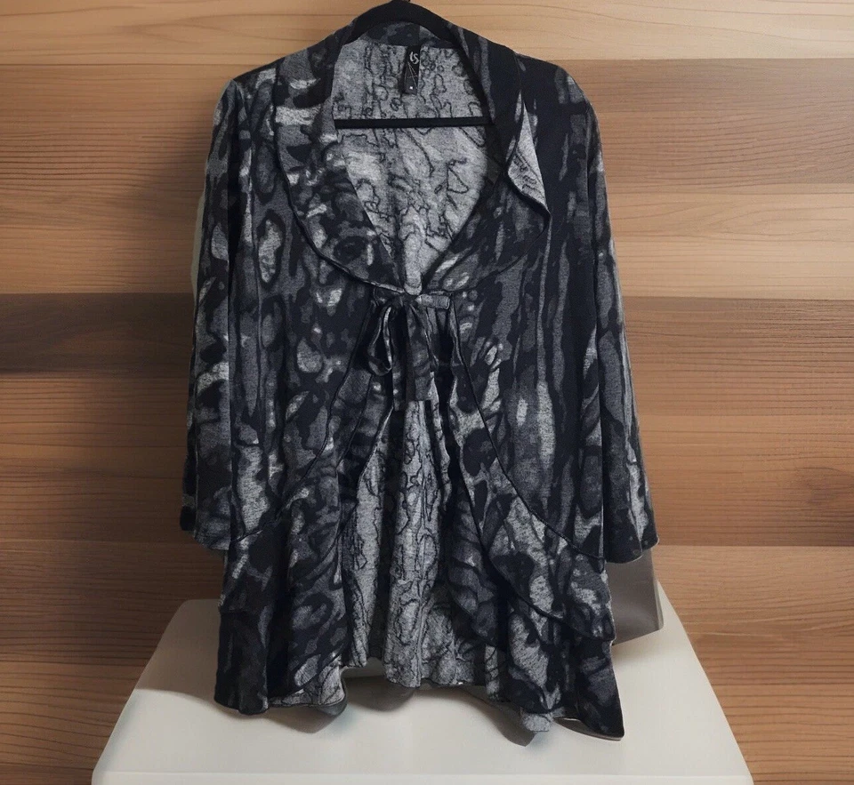 Taking Shape Top Medium 18 20 Cardigan 77cm Jacket Blued Grey Black Tie Up Shirt