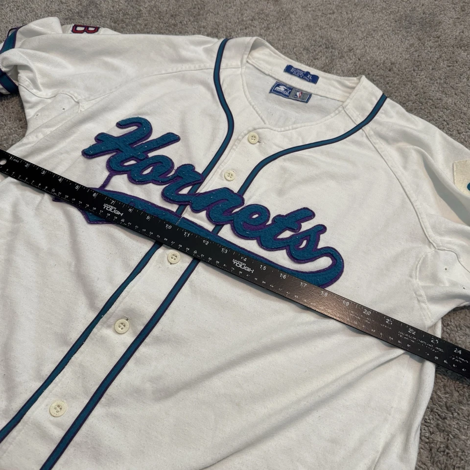 Vintage 90s Starter NBA Charlotte Hornets Script Basketball Jersey Shirt Size XL - Image 3 of 4