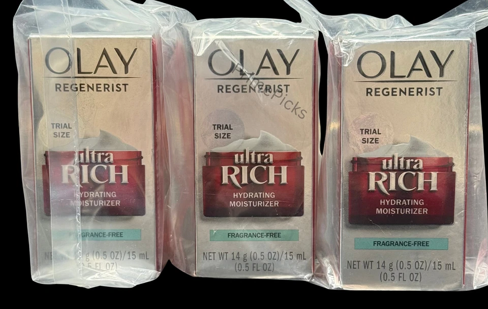 ❤️ Lot of 3 Olay Regenerist Ultra Rich Hydrating Moisturizer 0.5 oz Trial Size - Image 3 of 3
