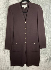 St. John Santana Knit Duster Cardigan Size 2 Chocolate Brown Old Money Quiet Lux