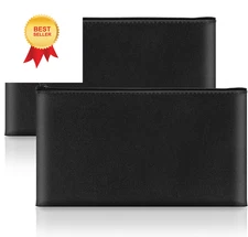 2 Pack Money Bags with Zipper, 11x6.1 Inch PU Leather Cash 2 Pack, Black 