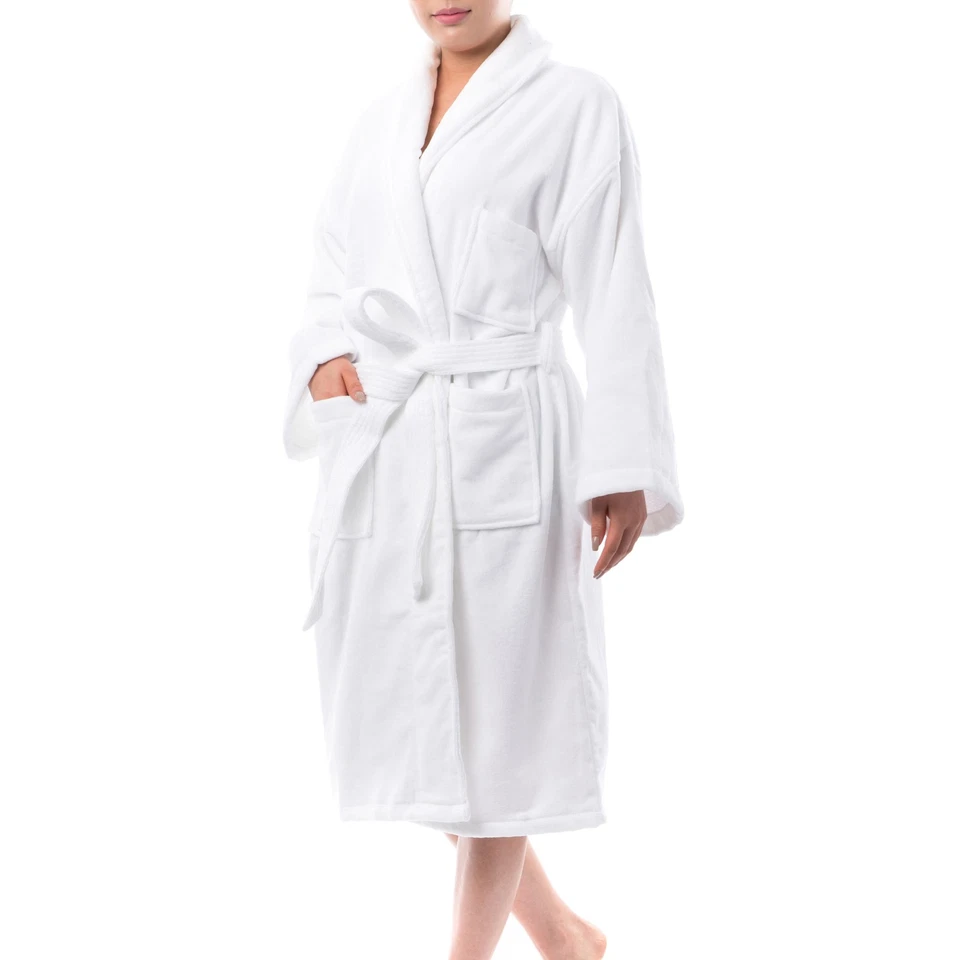 AlpineSwiss Blair Women Cotton Terry Cloth Bathrobe Shawl Collar Velour Spa Robe - Image 4 of 4