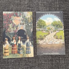 Linen Postcards St. Augustine, FL~ Señoritas At The Fountain of Youth