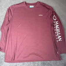 Magellan Outdoors Shirt 3XL Maroon Long Sleeve Wicking Casting Crew Fish Gear