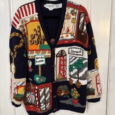 Eagle’s Eye Hand Knit Ugly Sweater Cute Shops Size Medium