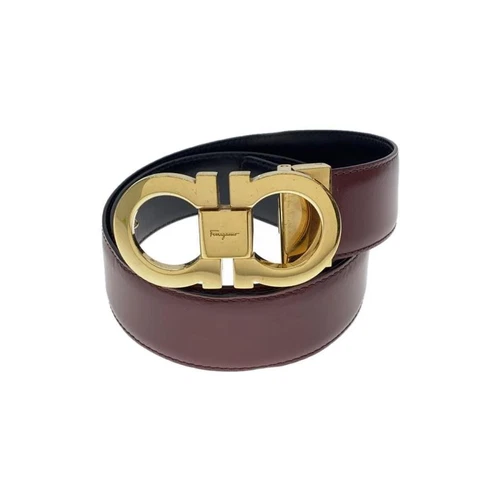 Salvatore Ferragamo Men's Double Gancini Belt Leather Brown 58617c