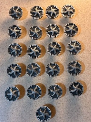 Set of 21 Coastal Starfish Cabinet Knobs Brushed Nickel Finish